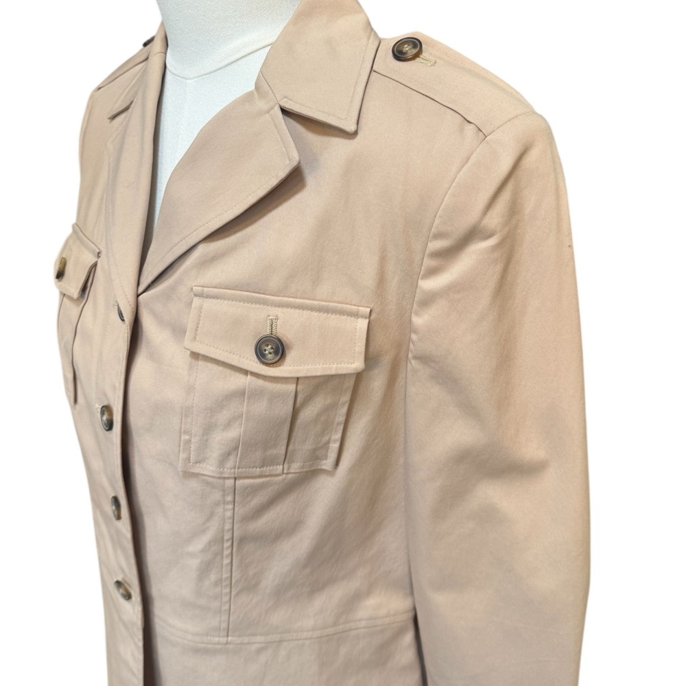 Apostrophe Tan Utility Jacket Women’s Size M Button Front Cotton Blend - Picture 3 of 10